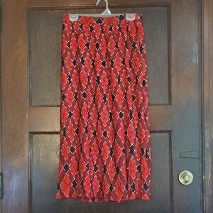 EUC Cathy Daniels Red & Black Pleated A-Line Skirt - Size M